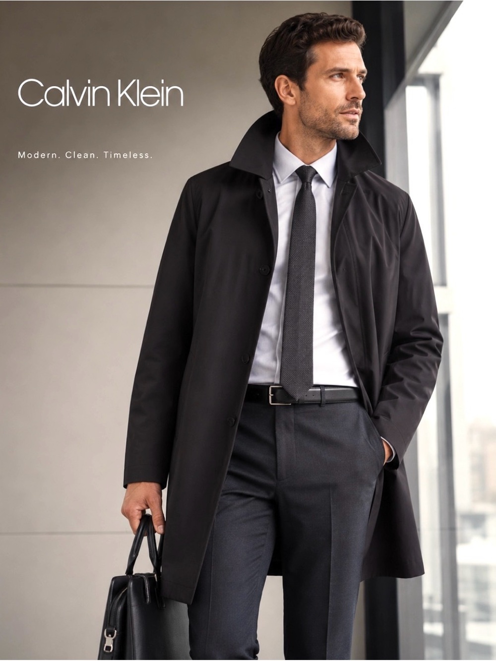 CALVIN KLEIN Overcoat/Raincoat waterproof with removable quilted lining.